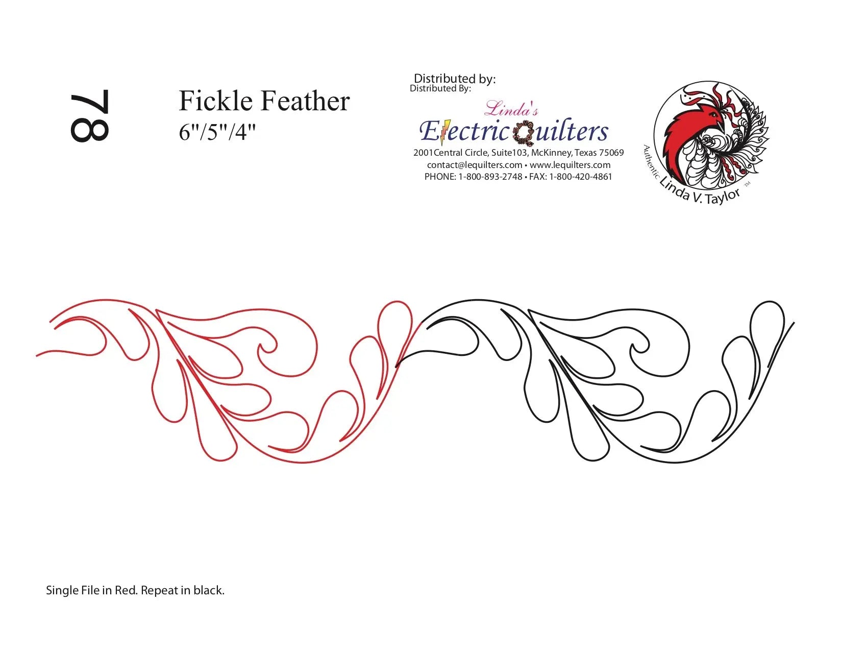 078 Fickle Feather Pantograph by Linda V. Taylor - Linda's Electric Quilters