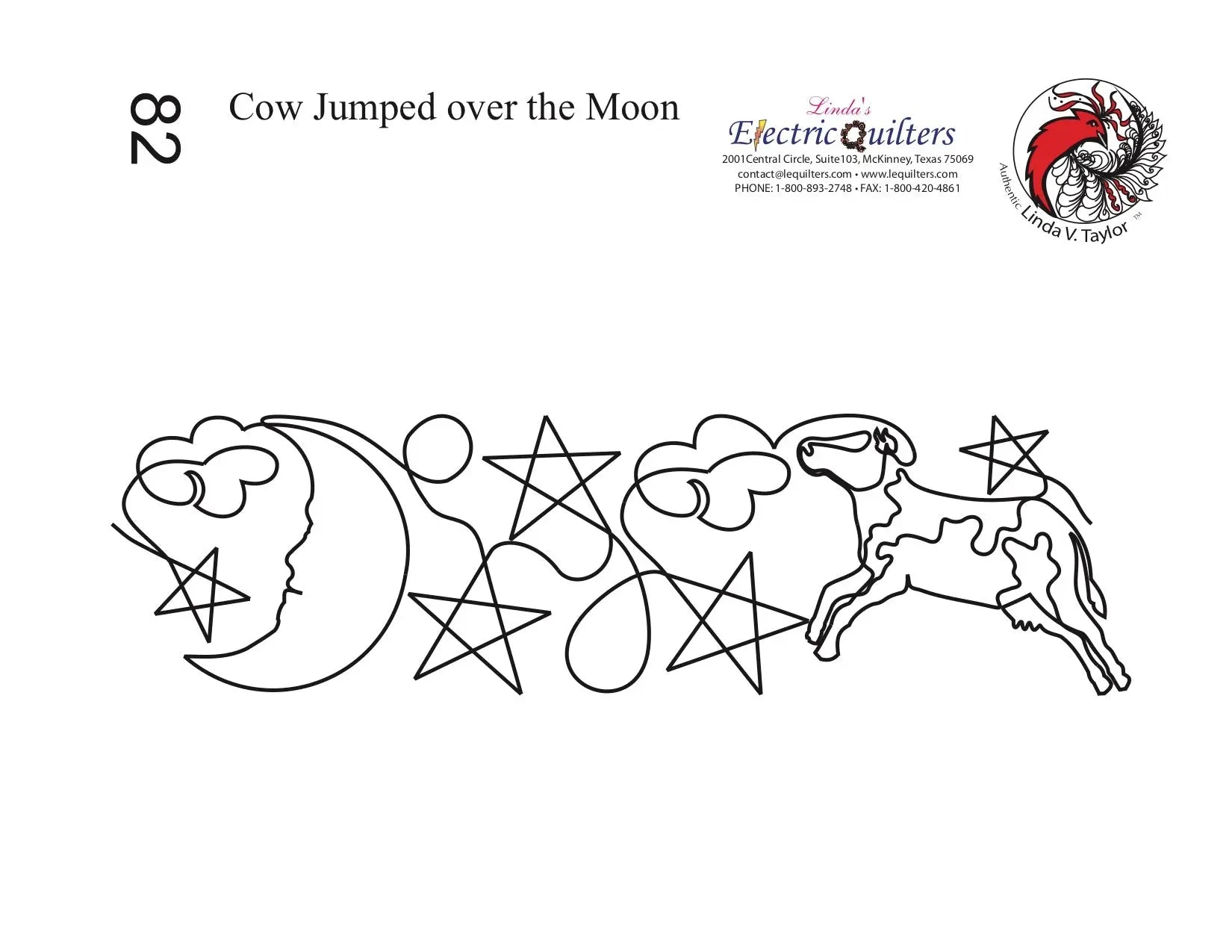 082 Cow Jumped Over The Moon Pantograph by Linda V. Taylor - Linda's Electric Quilters