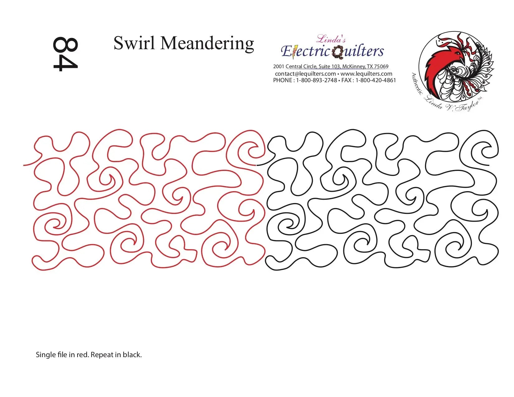 084 Swirl Meandering Pantograph by Linda V. Taylor - Linda's Electric Quilters