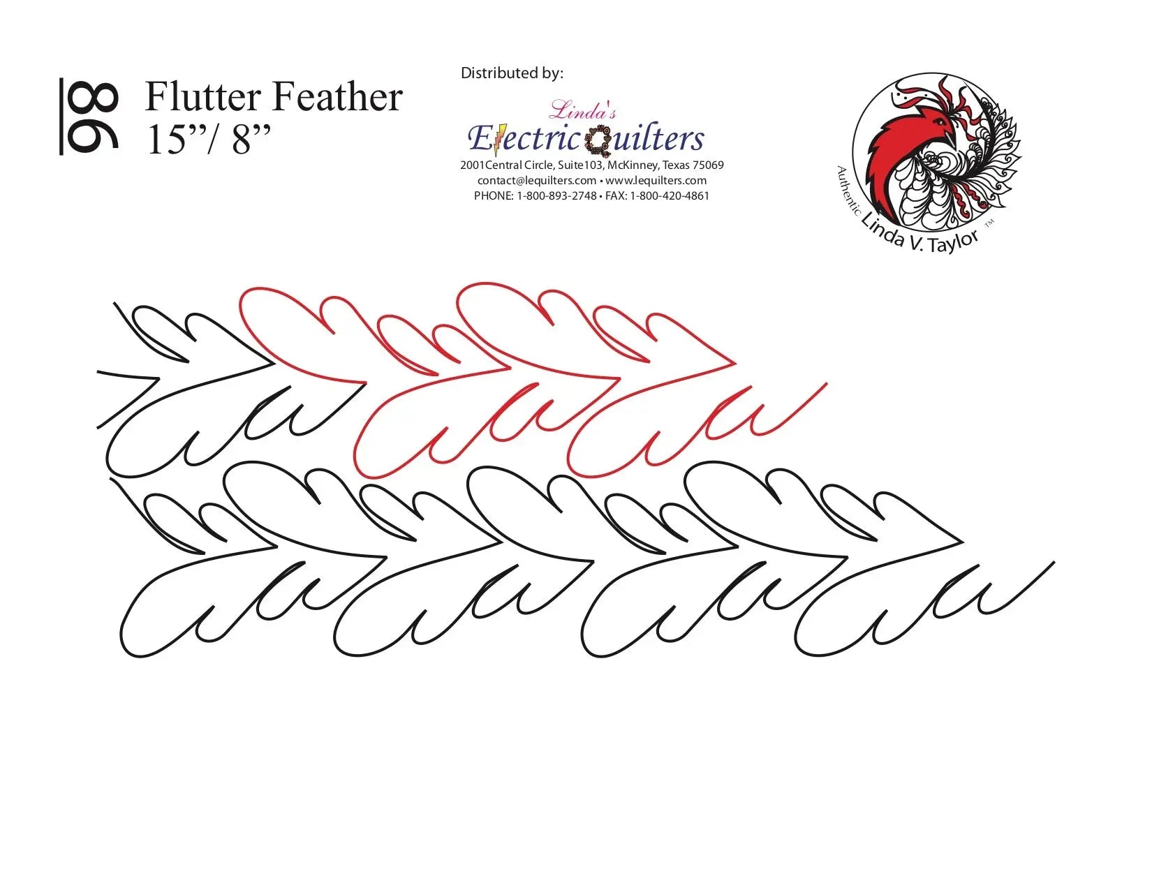 086 Flutter Feather Pantograph by Linda V. Taylor - Linda's Electric Quilters
