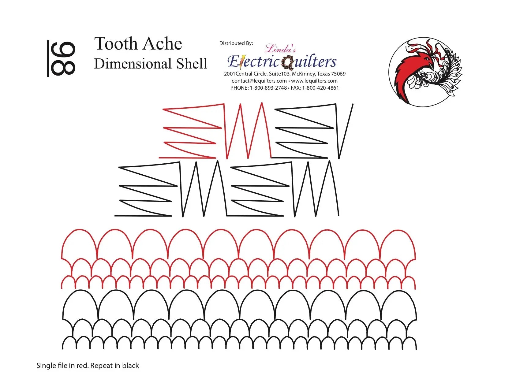 098 Toothache/Dimensional Shell Pantograph by Linda V. Taylor - Linda's Electric Quilters