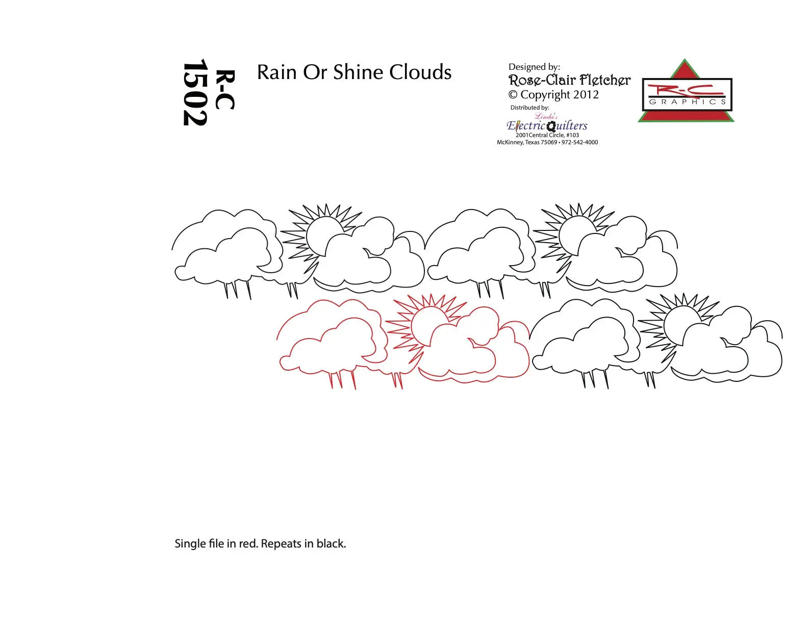 1502 Rain Or Shine Clouds Pantograph by Rose-Clair Fletcher - Linda's Electric Quilters