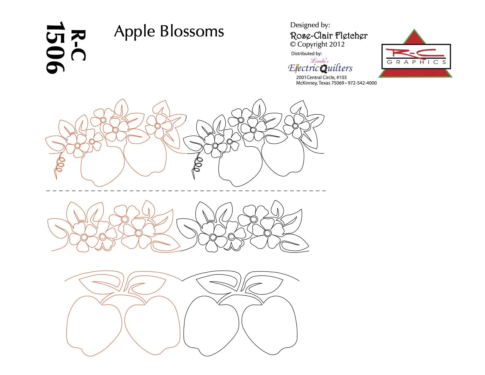 1506 Apple Blossoms Pantograph by Rose-Clair Fletcher - Linda's Electric Quilters