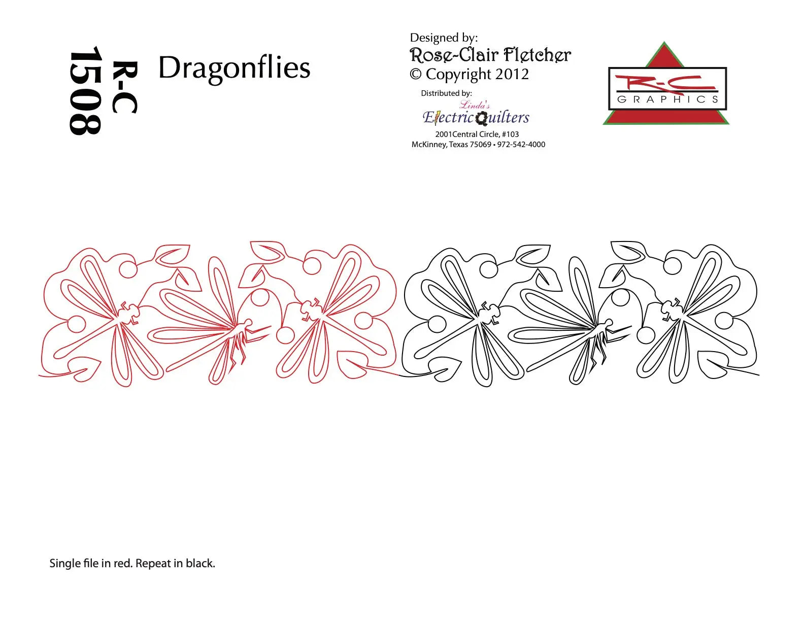 1508 Dragonflies Pantograph by Rose-Clair Fletcher - Linda's Electric Quilters