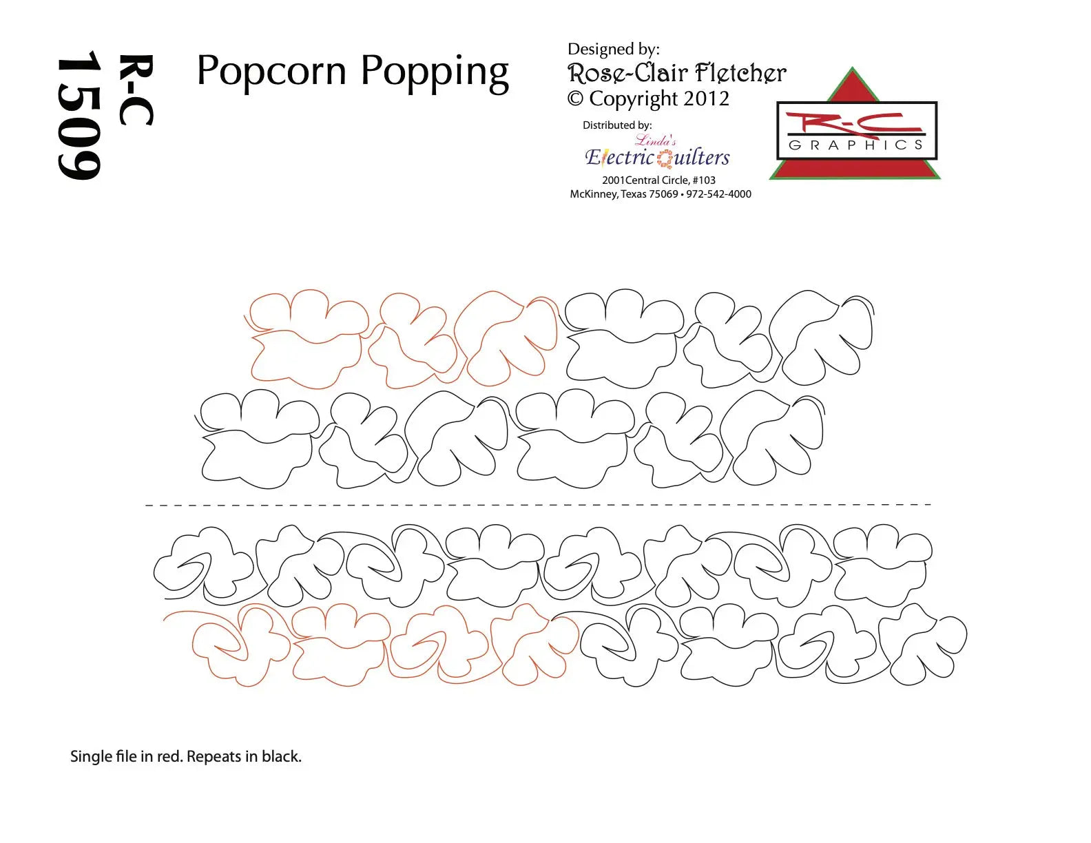 1509 Popcorn Popping Pantograph by Rose-Clair Fletcher - Linda's Electric Quilters