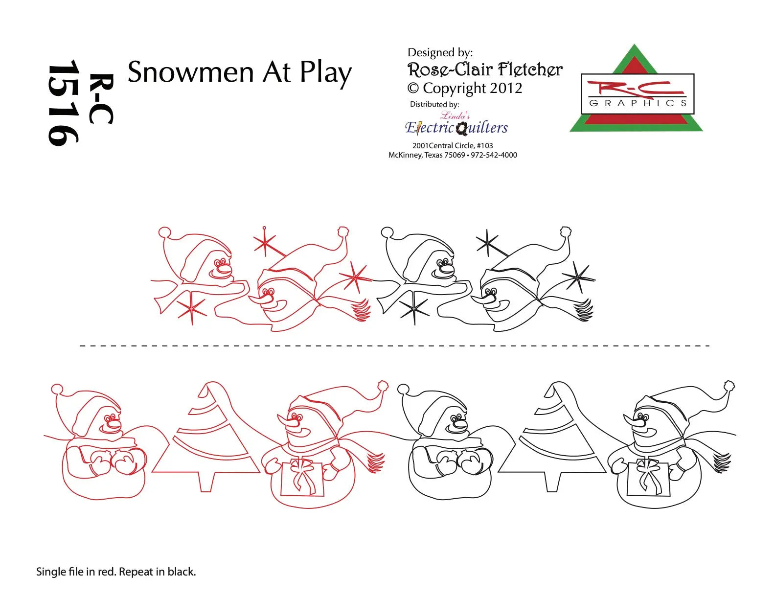 1516 Smowmen At Play Pantograph by Rose-Clair Fletcher - Linda's Electric Quilters