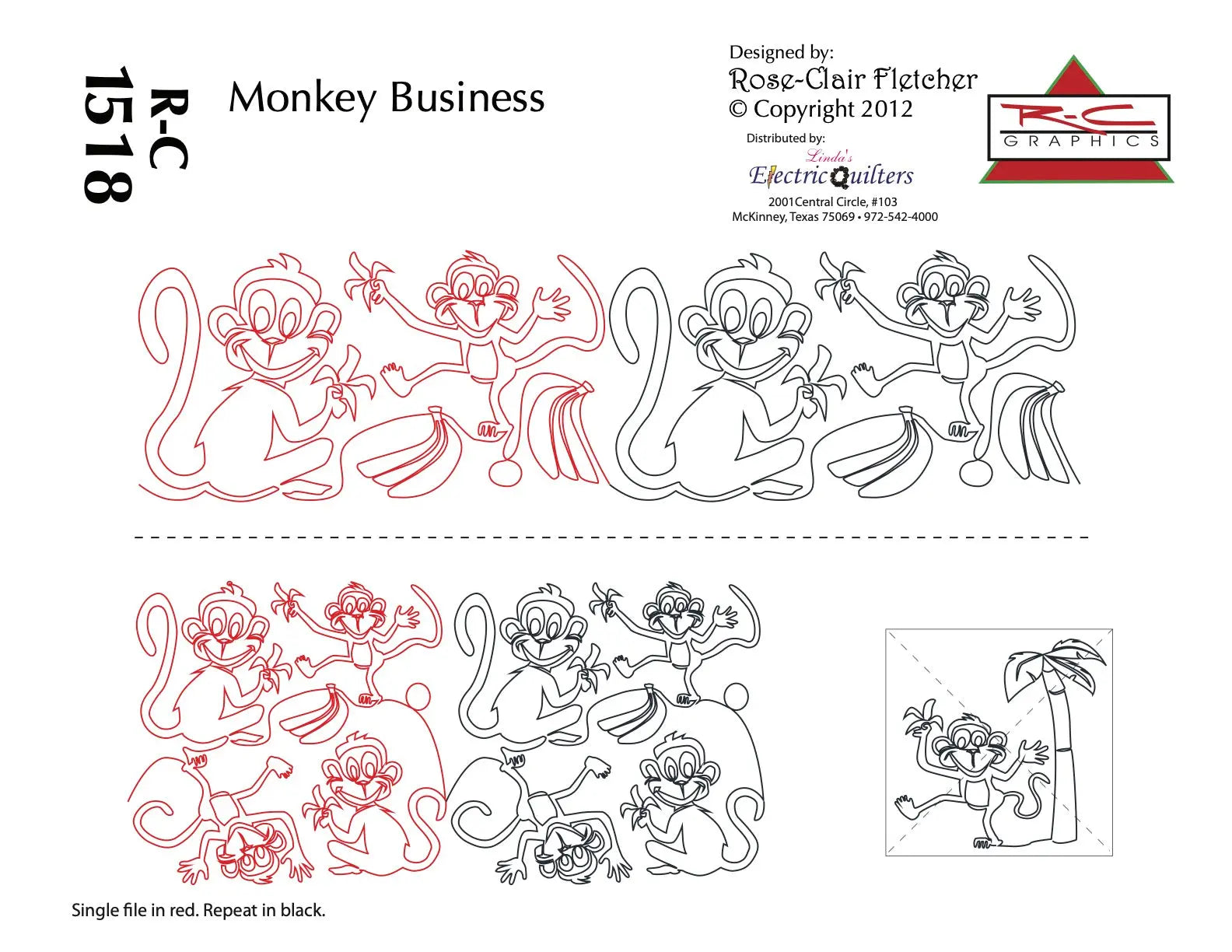 1518 Monkey Business Pantograph by Rose-Clair Fletcher - Linda's Electric Quilters