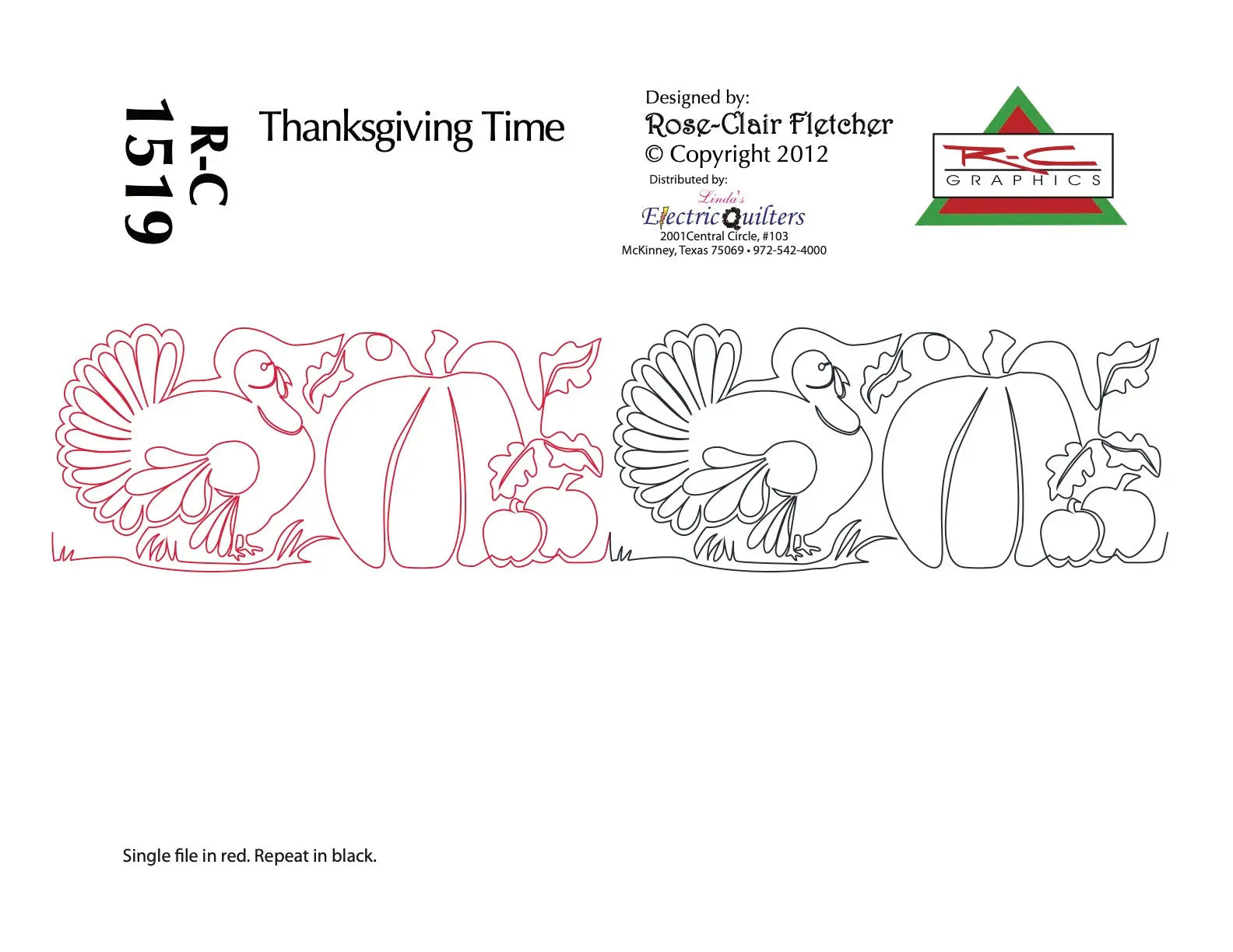 1519 Thanksgiving Time Pantograph by Rose-Clair Fletcher - Linda's Electric Quilters
