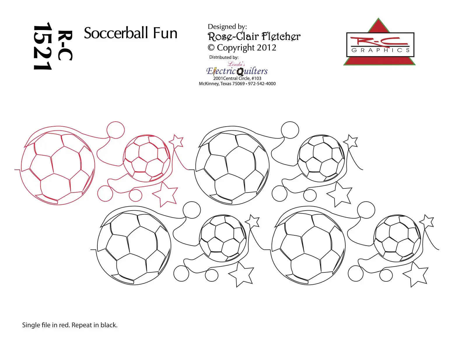 1521 Soccerball Fun Pantograph by Rose-Clair Fletcher - Linda's Electric Quilters