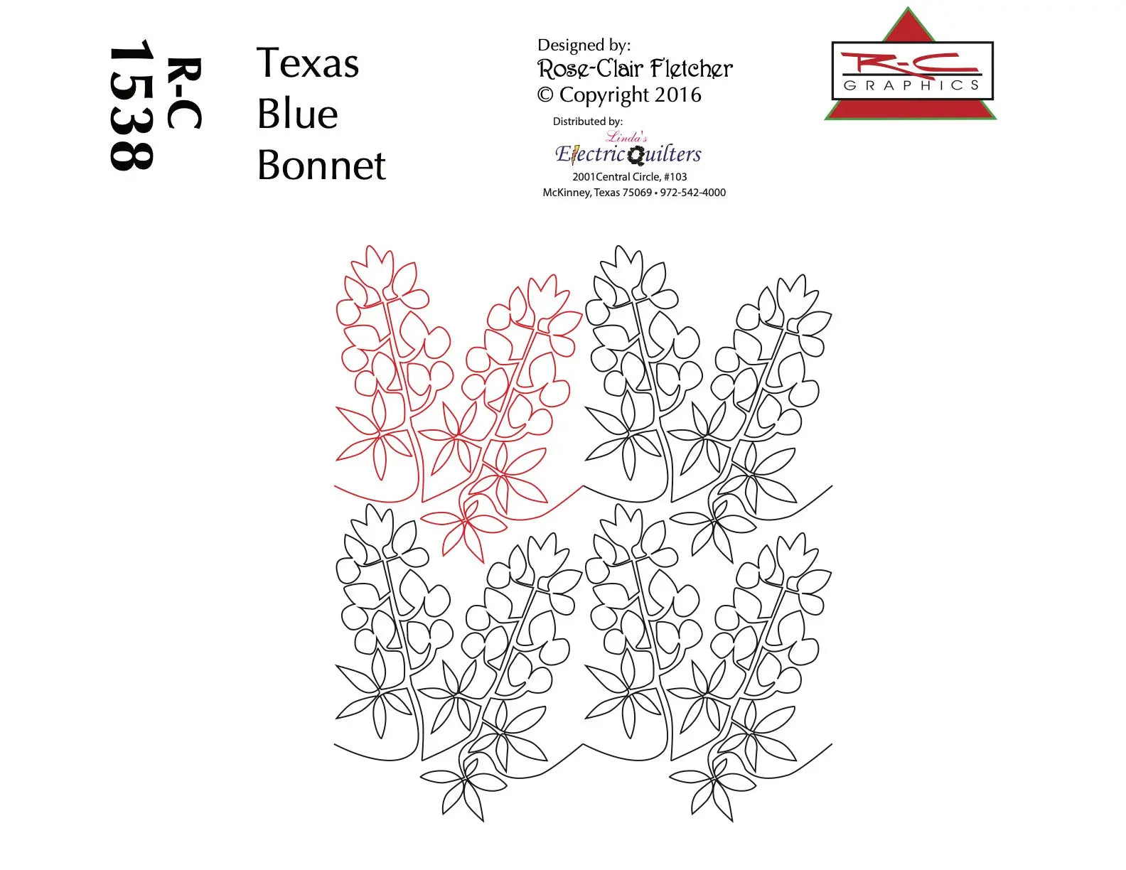 1538 Texas Blue Bonnet Pantograph by Rose-Clair Fletcher