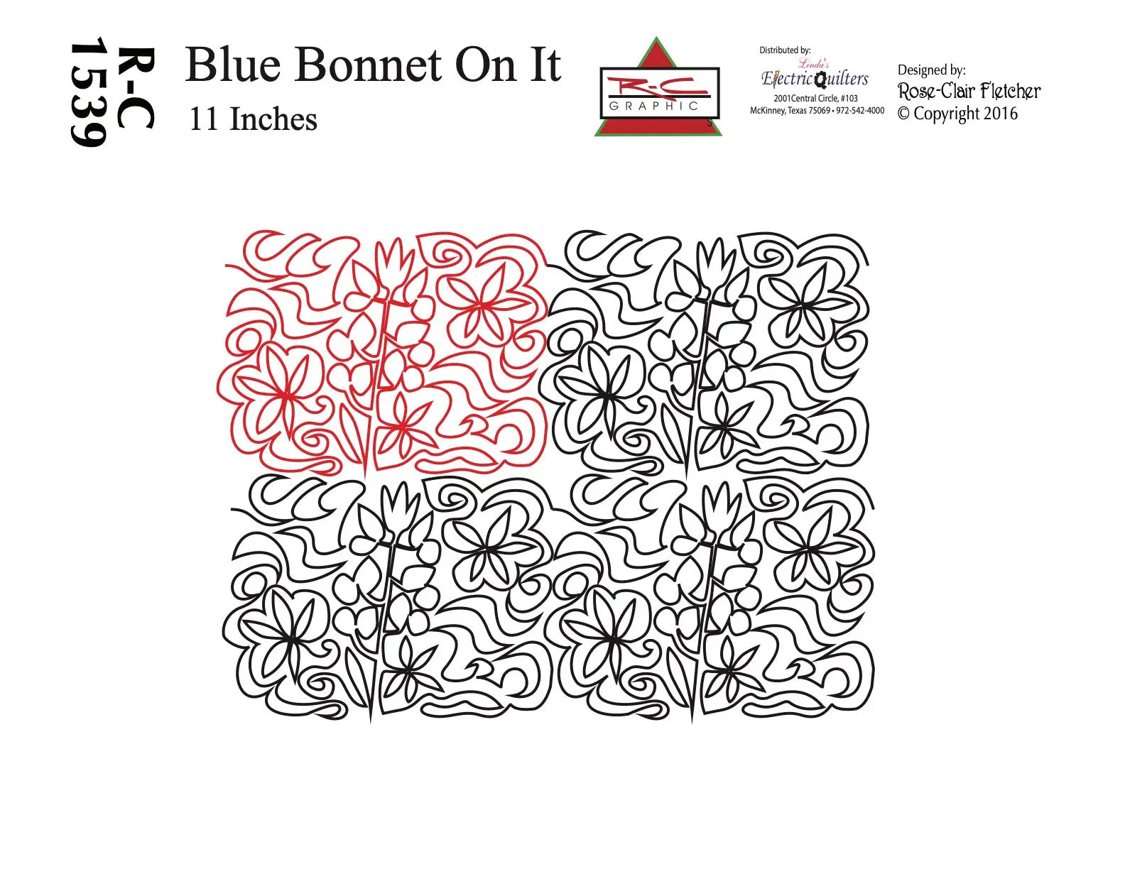 1539 Blue Bonnet On It Pantograph by Rose-Clair Fletcher - Linda's Electric Quilters