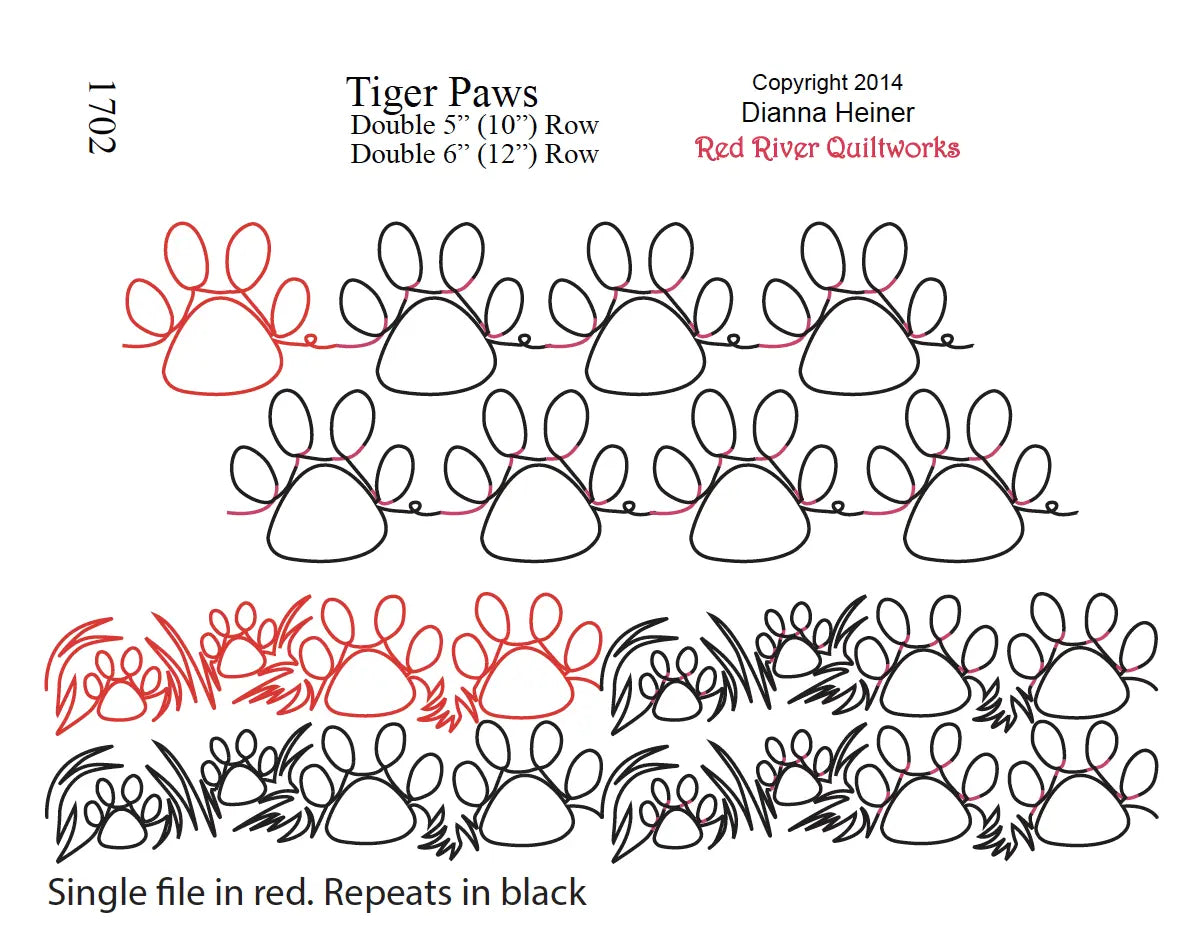 1702 Tiger Paws Combo Pantograph - Linda's Electric Quilters