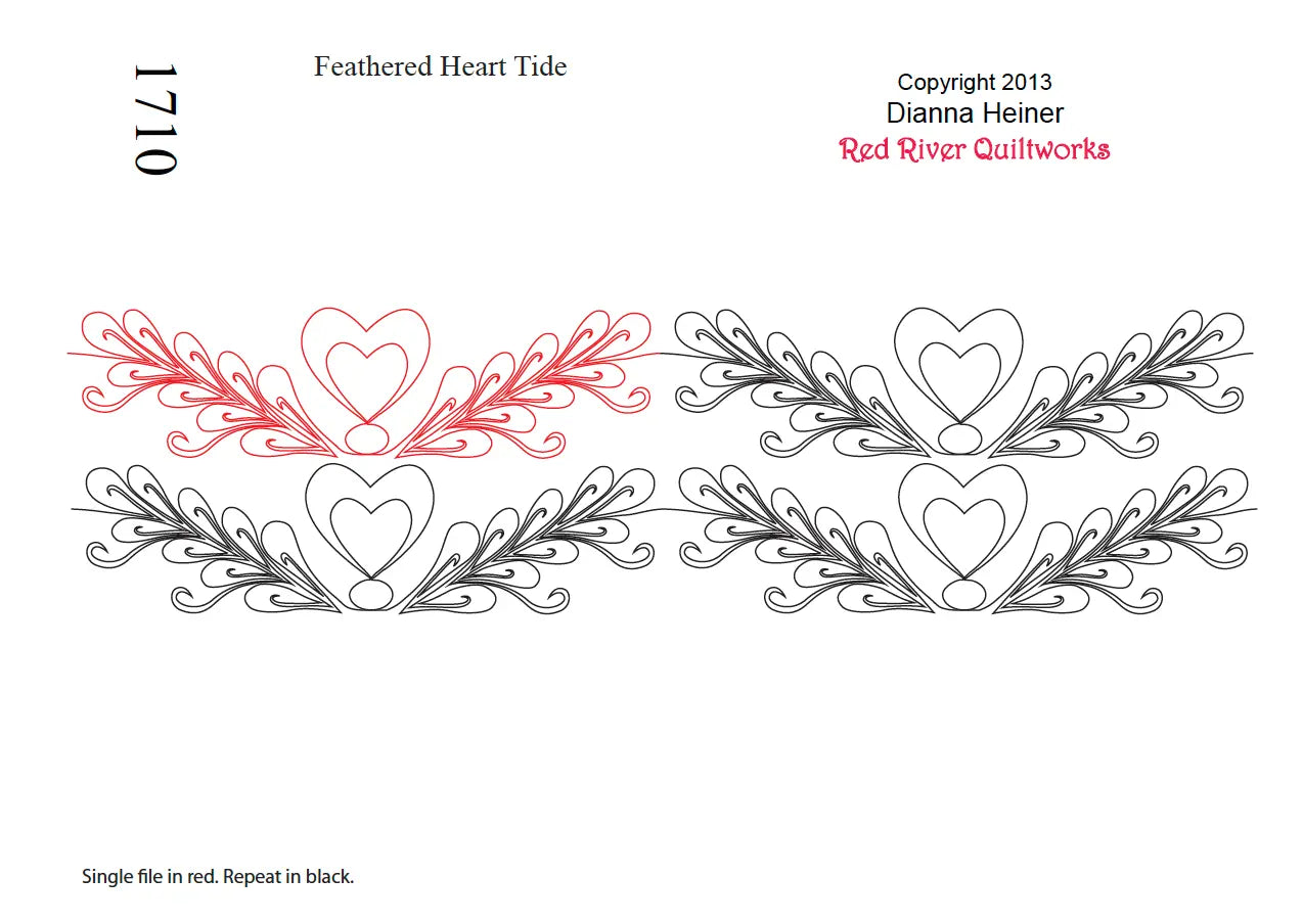 1710 Feather Heart Tide Combo Pantograph - Linda's Electric Quilters