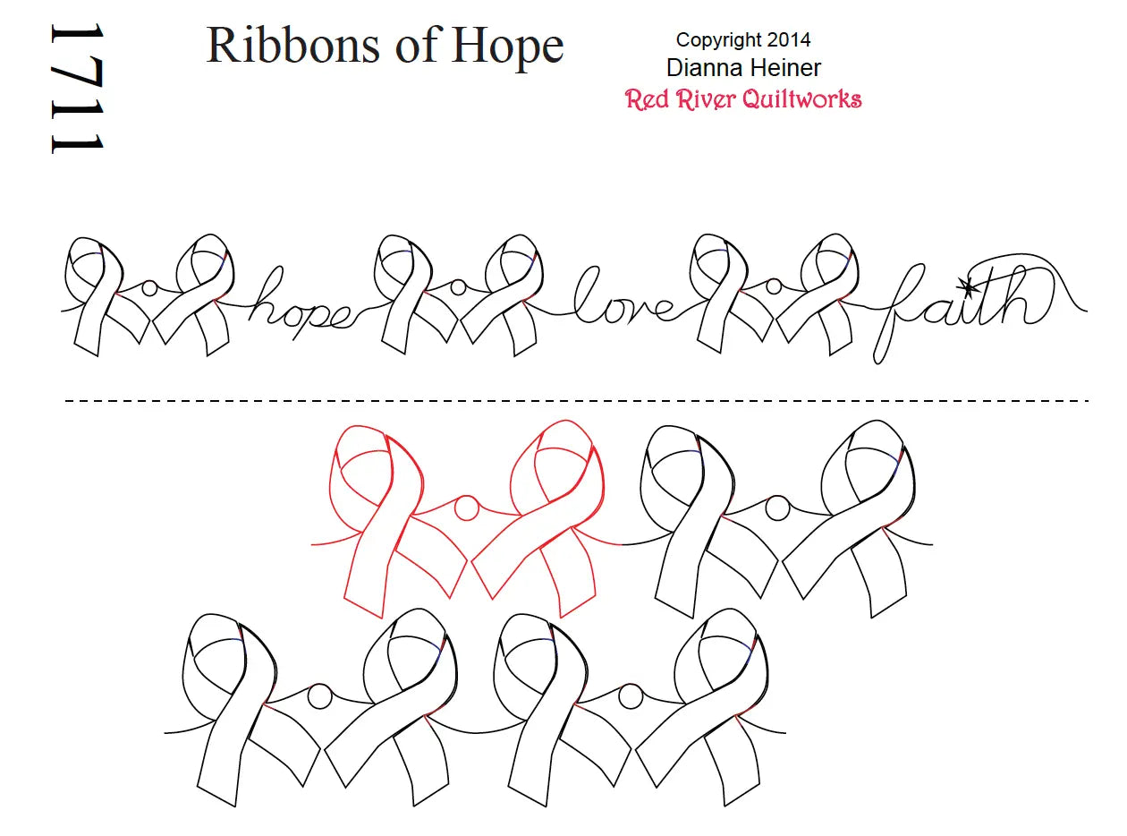 1711 Ribbons Of Hope Combo Pantograph - Linda's Electric Quilters