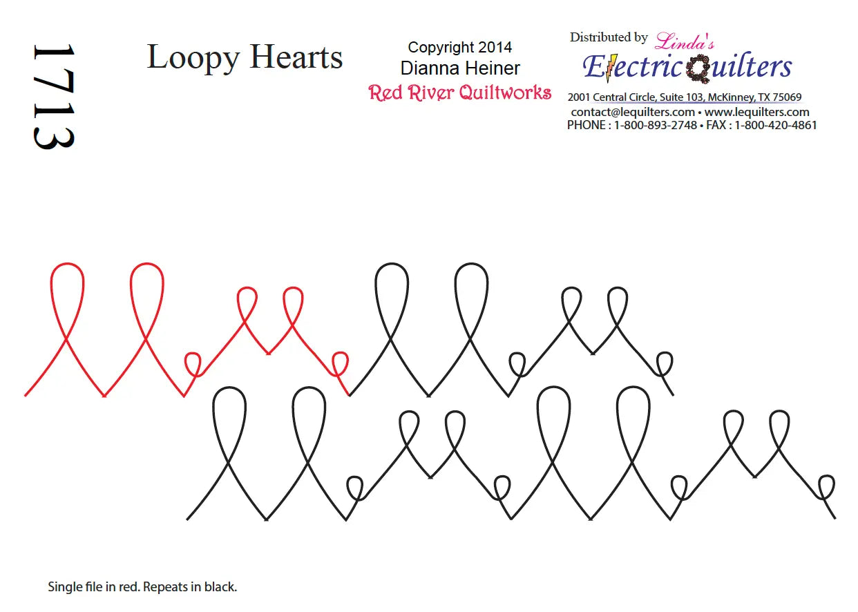 1713 Loopy Hearts Combo Pantograph - Linda's Electric Quilters