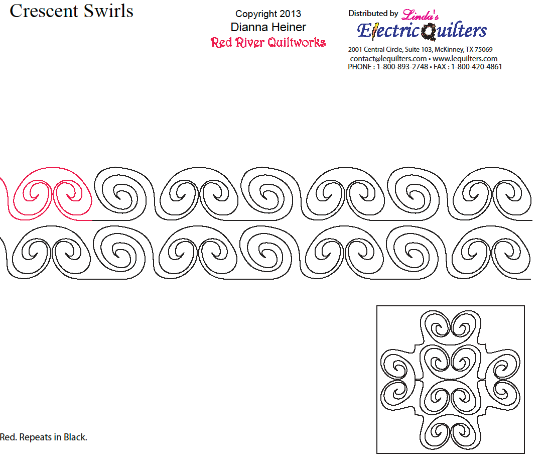 1716 Crescent Swirls Pantograph - Linda's Electric Quilters