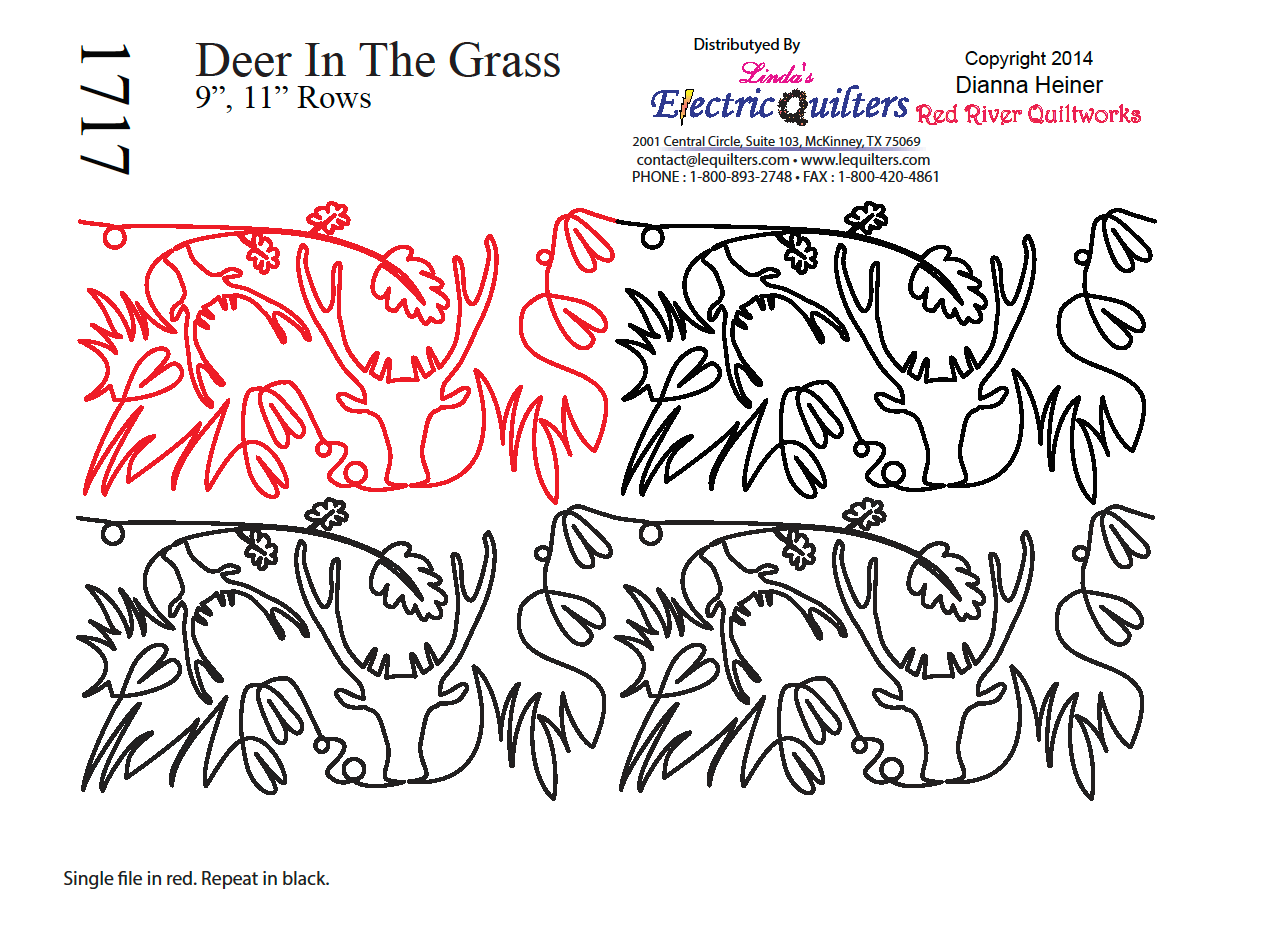1717 Deer In The Grass Pantograph - Linda's Electric Quilters