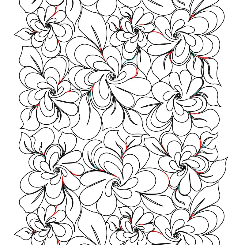 241 Feathered Rose 2 Pantograph by Linda V. Taylor - Linda's Electric Quilters