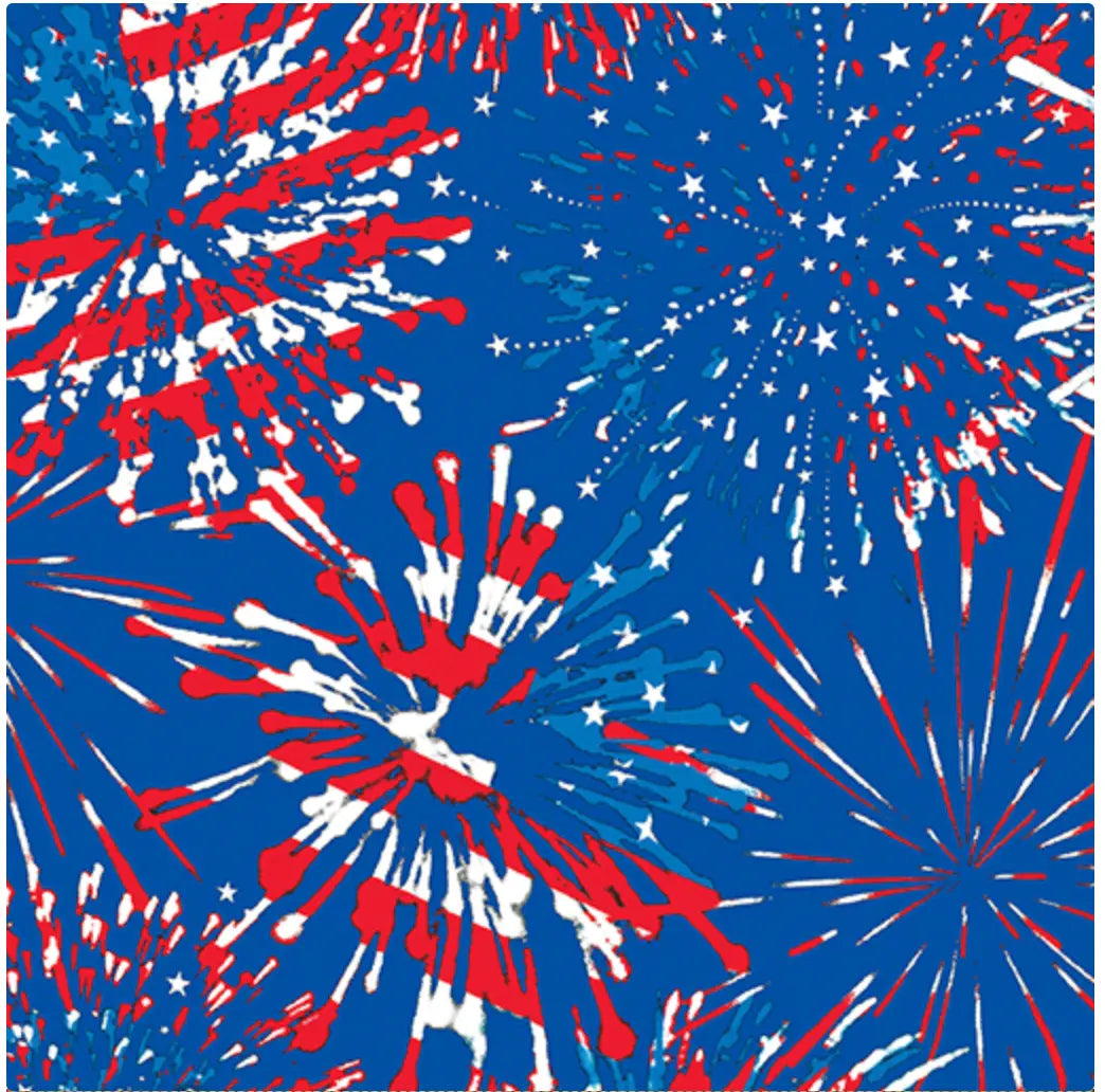 Multi Fireworks Blue Cotton Wideback Fabric Per Yard