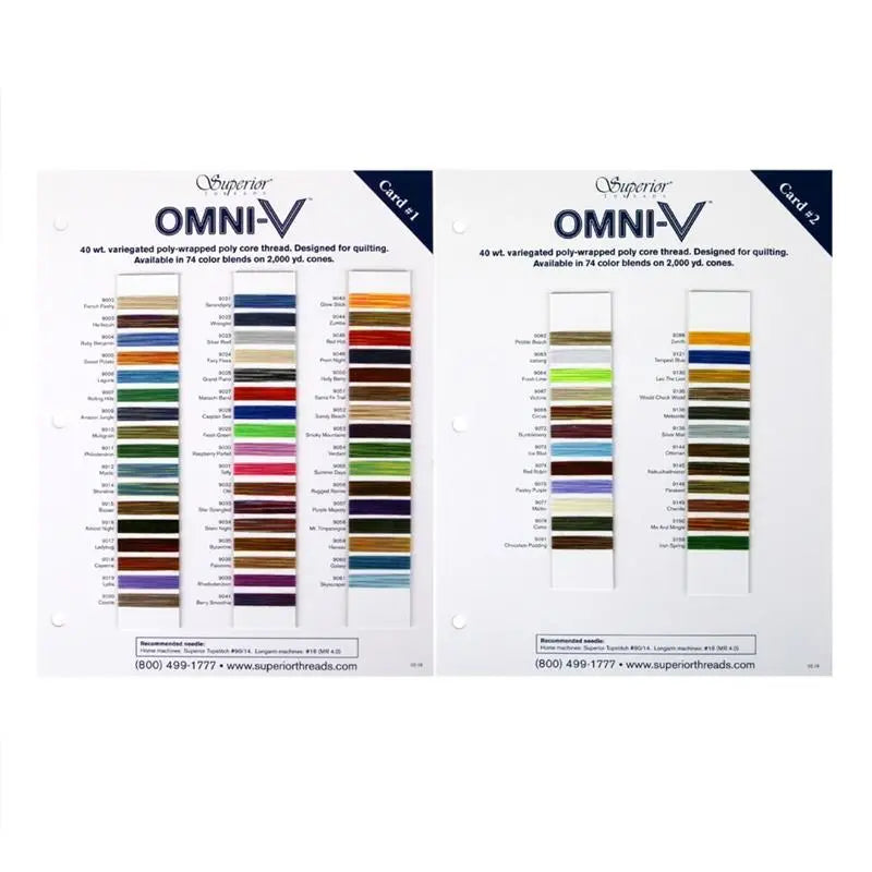 Omni-V Color Card Set (Card 1&2) - Linda's Electric Quilters