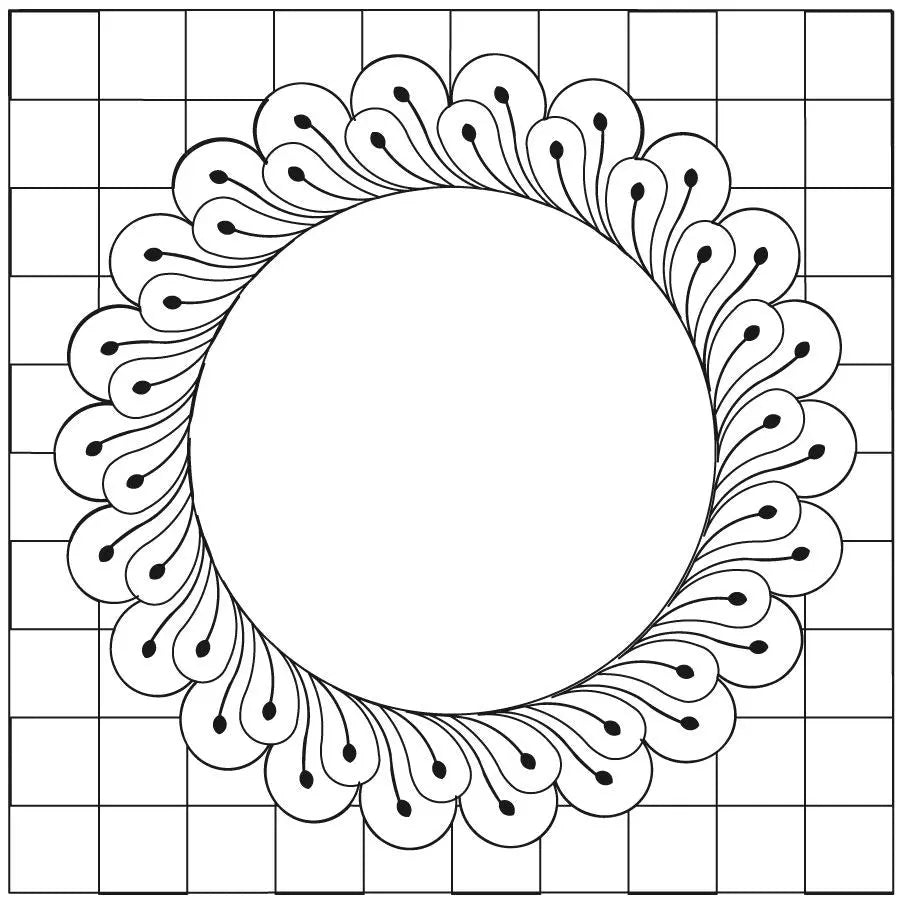 Dotted Fleather Wreath with Grid Block - Linda's Electric Quilters